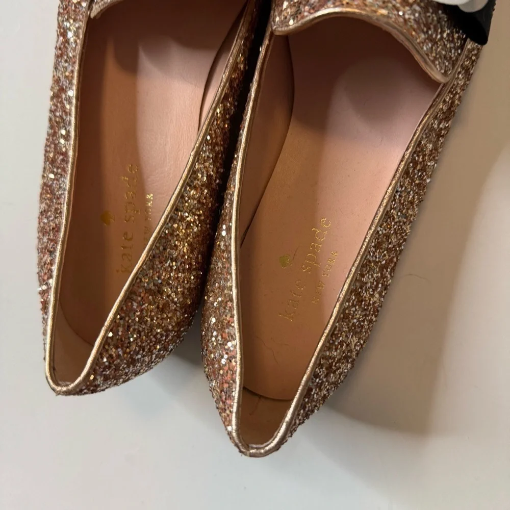 Kate Spade Brown and Black Flats with Floral Accents
